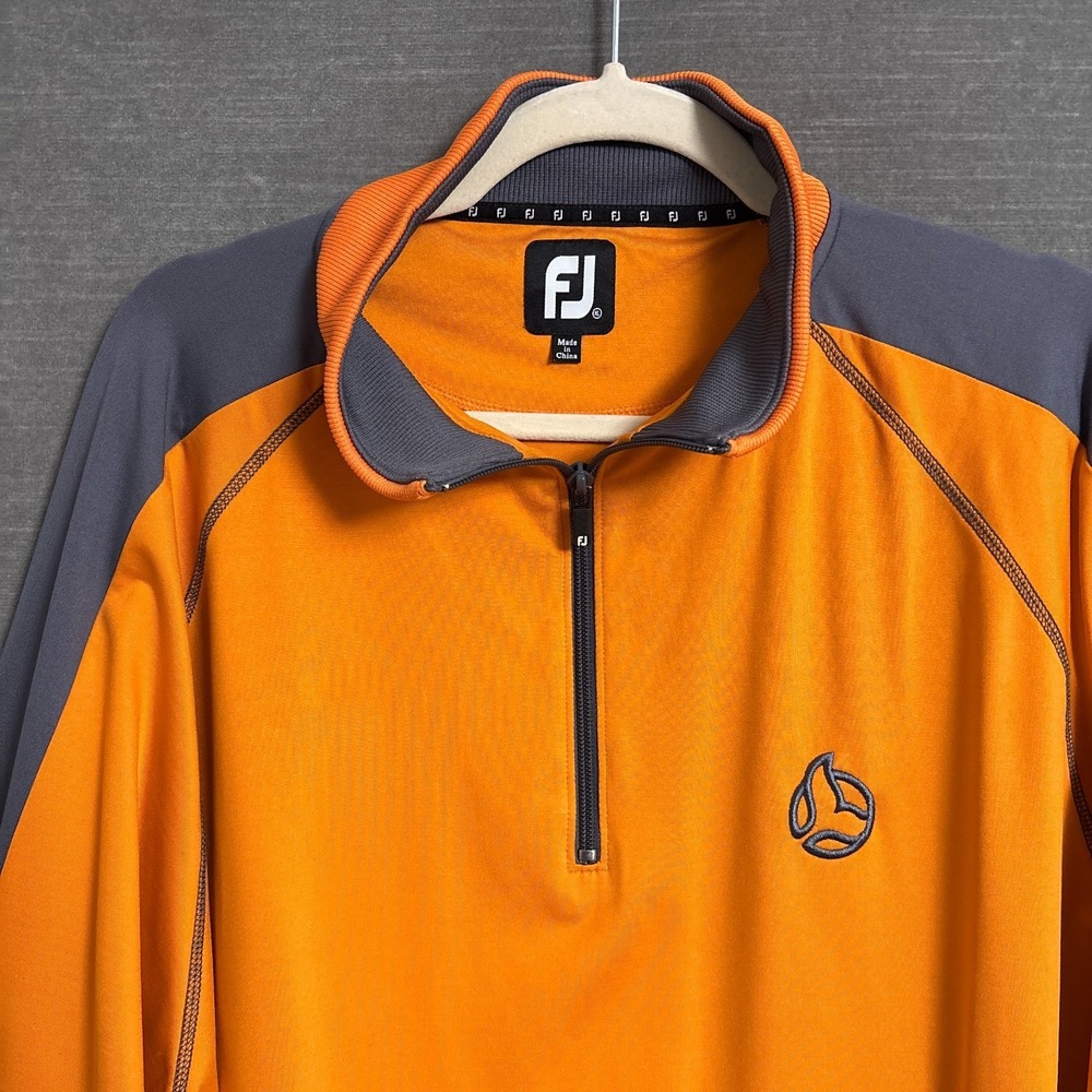 Footjoy Pullover XL Orange Gray Performance Stretch Quarter 1/4 Zip Golf Top